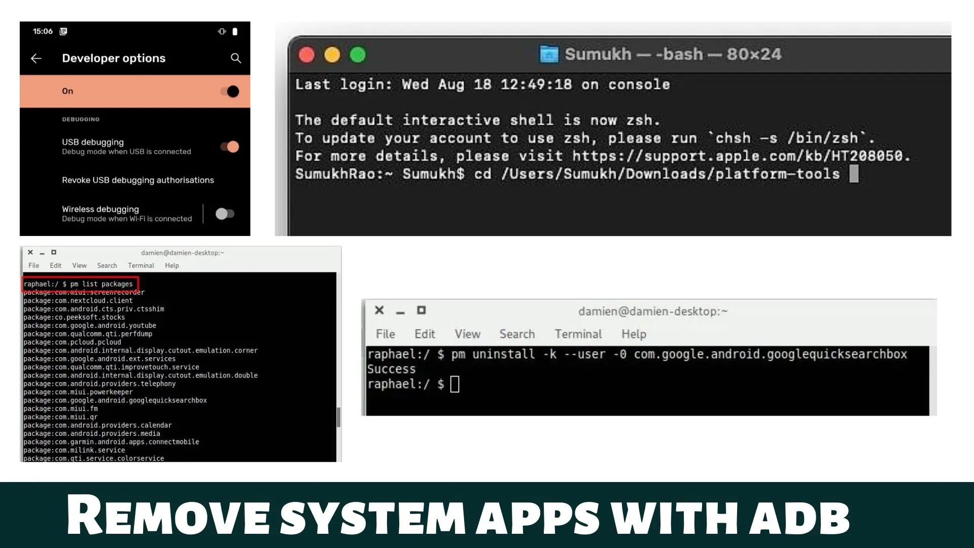 Remove system applications with ADB